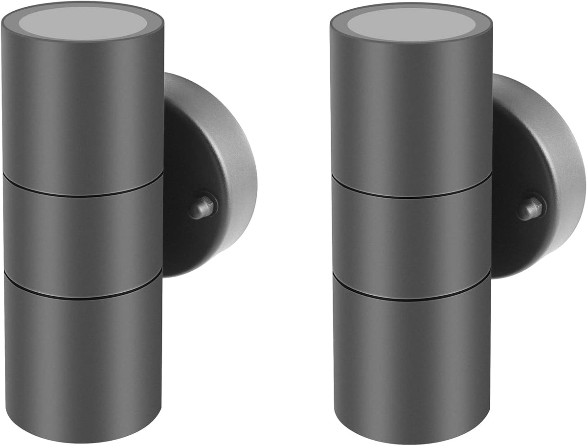 Two cylindrical wall lights on a white background