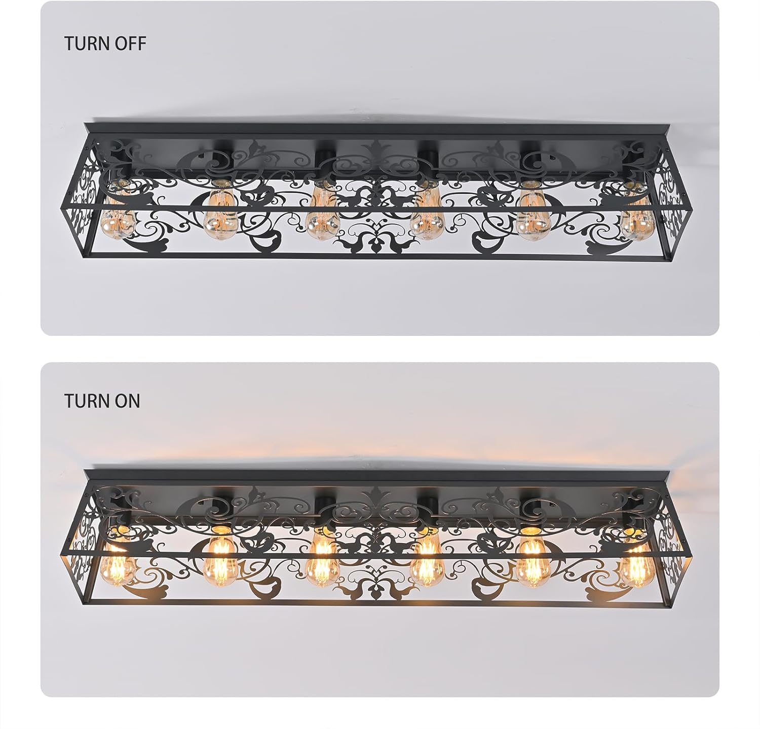 Two light fixtures with decorative elements on a white background