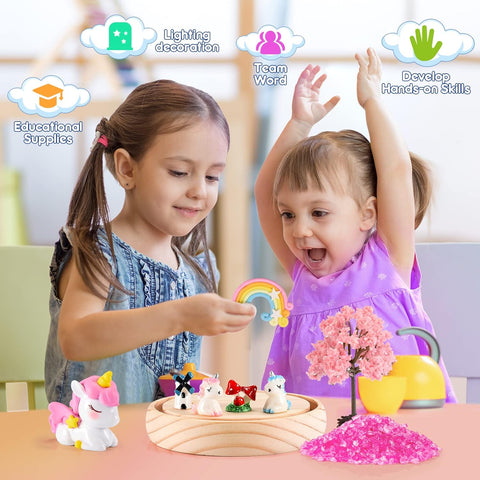 Two young girls playing with educational toys at a table.