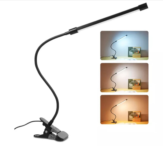 USB Clip On Desk Lamp Flexible Clamp Reading Light LED Bed Table Bedside Night
