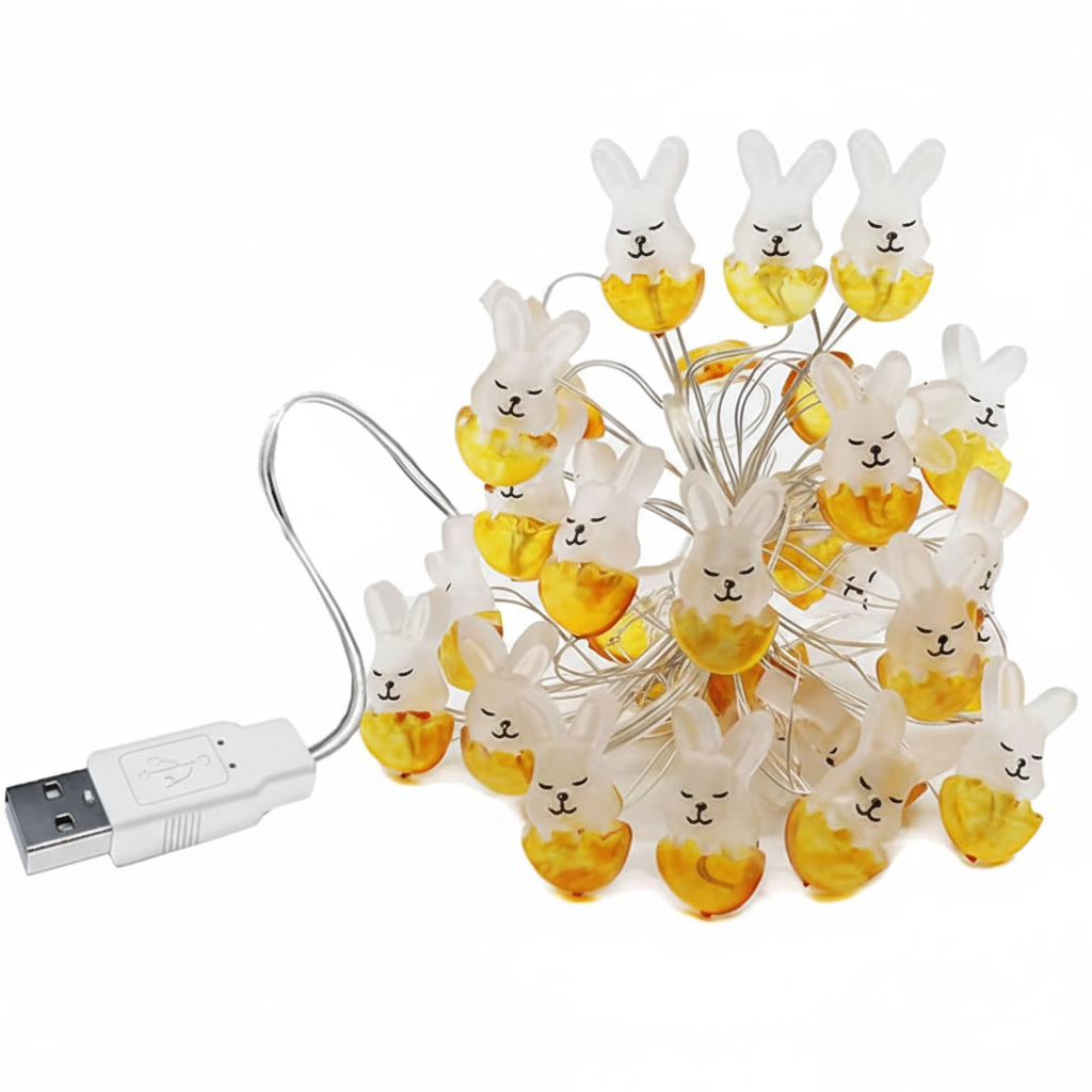 USB Easter Bunny LED Fairy Lights – 2m Rabbit String Décor