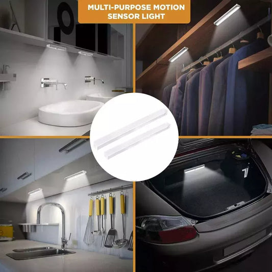 Under Cabinet Kitchen Lights 120 LED Motion Sensor Cupboard Lights Indoor, Wardrobe Lights USB Rechargeable Battery Operated, Magnetic Closet Light for Stairs
