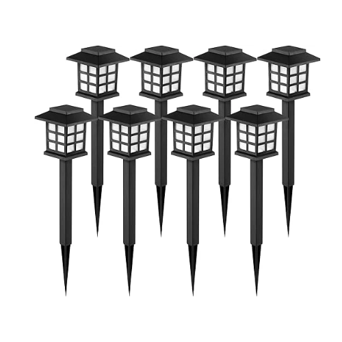 Pack of 8 solar-powered stake lights for garden in UK

