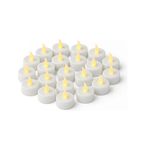 24 Pack LED Tea Lights, Flickering Flameless Candles with Realistic Glow, Battery Operated, Safe Indoor & Outdoor Decoration