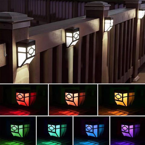 4 Pack Black Solar LED Fence Lights Outdoor Garden Pathway Lighting