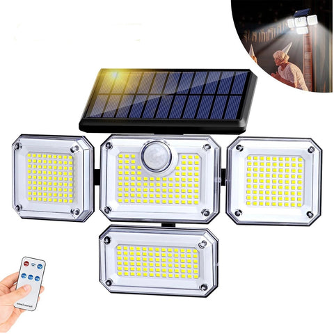 333 LED Solar Motion Sensor Light Outdoor Waterproof Security Lamp - Black