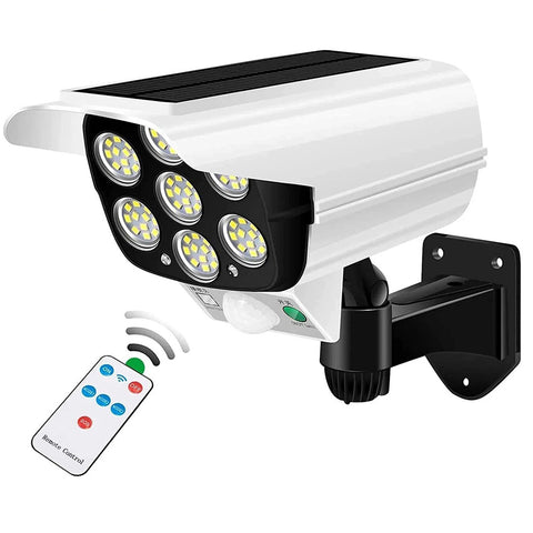 77 LED Solar Motion Sensor Wall Light with Remote Control – White