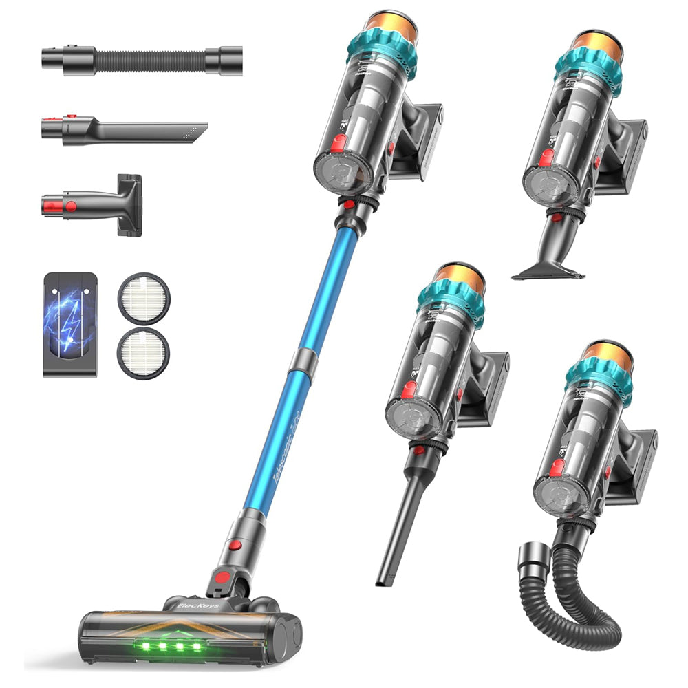 ElecKeys K10 Cordless Vacuum Cleaner, 48Kpa 580W Powerful Stick Vacuum with 65Mins Runtime, Anti-Tangle Self-Standing Rechargeable Vacuum for Pet Hair, Carpet & Home Cleaning