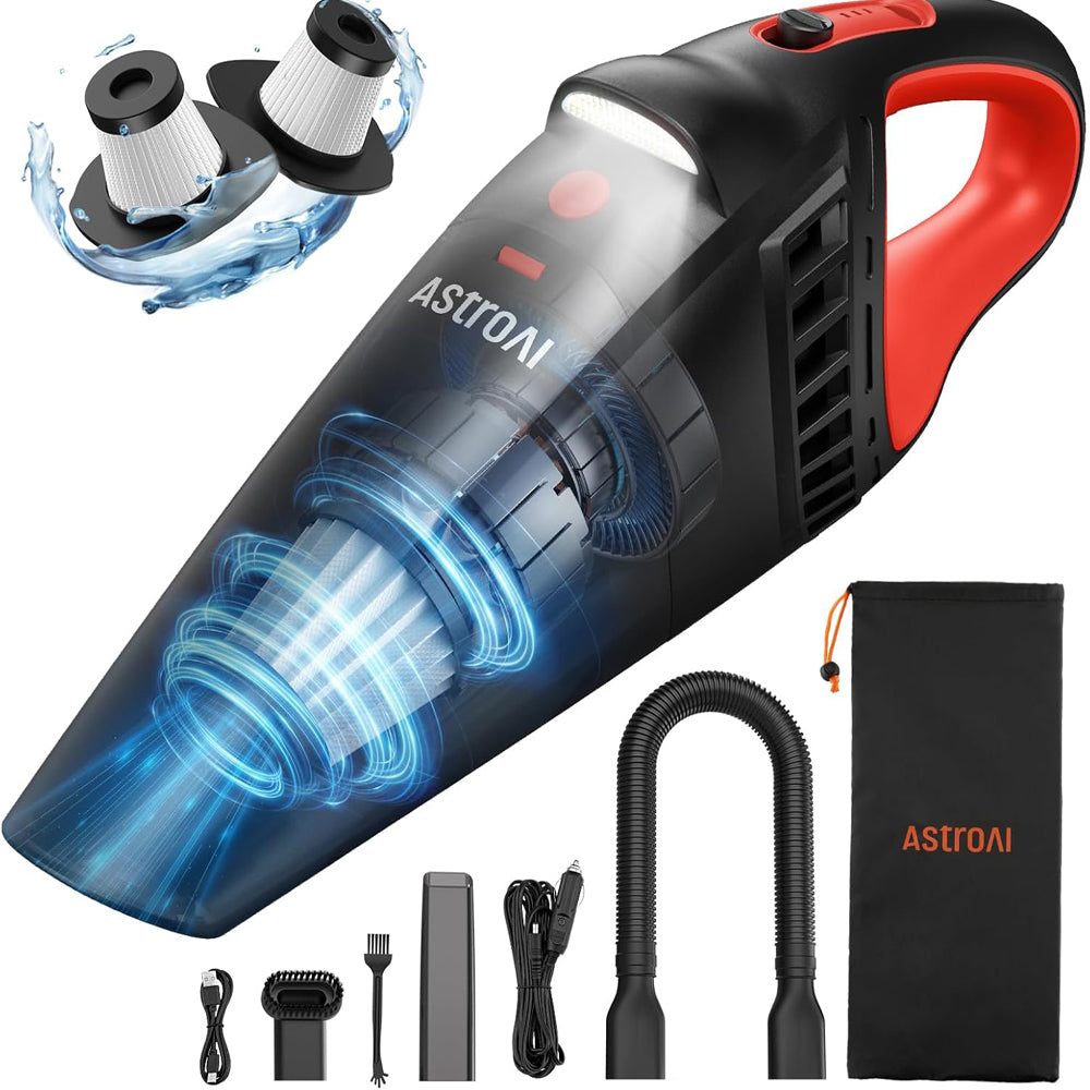 AstroAI Red Handheld Vacuum Cleaner Cordless Powerful Suction LED