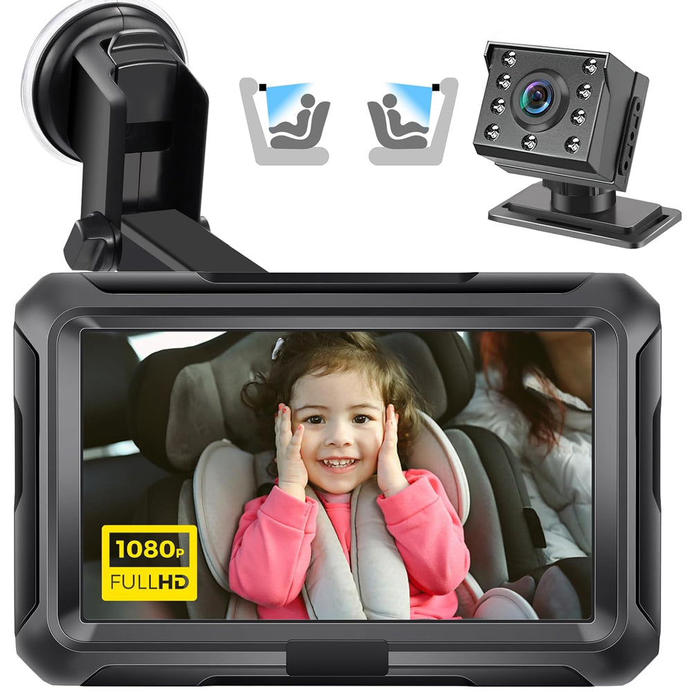 Zacro Baby Car Camera HD 1080P with Night Vision & 4.3'' Display Black