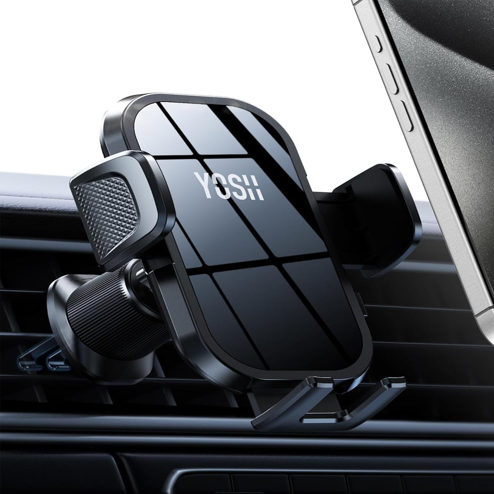 YOSH Black Car Phone Holder for Air Vent with Double Metal Hook