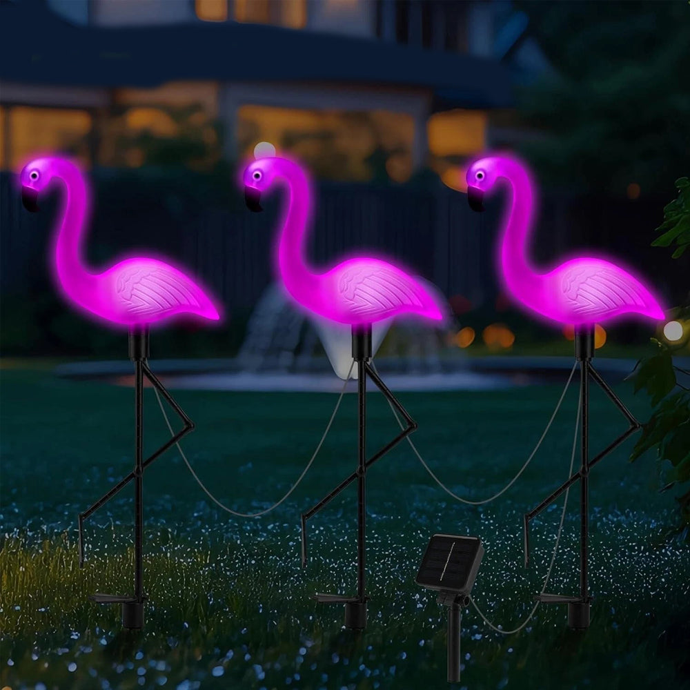 Flamingo Solar Stake Lights Outdoor Garden Pathway Lamp Black