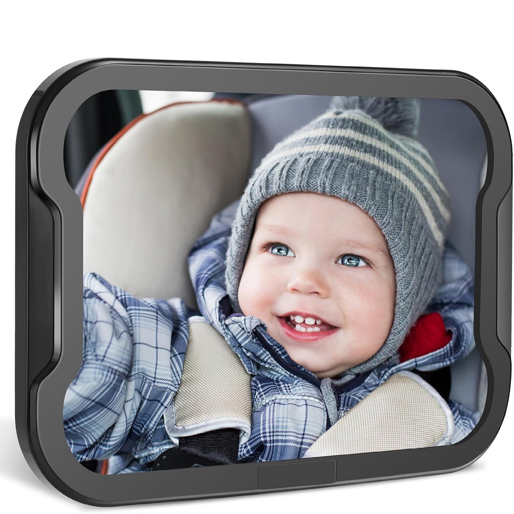Zacro Baby Car Mirror - 360° Adjustable Black Rear View for Safety