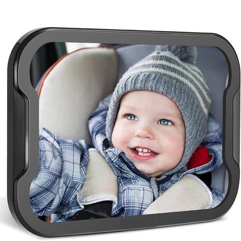 Zacro Baby Car Mirror - 360° Adjustable Black Rear View for Safety