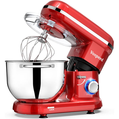 Vospeed 1500W Stand Mixer 6.2L Electric Food Mixer with Bowl, Beater, Dough Hook, Whisk, Spatula & Egg Separator – Red