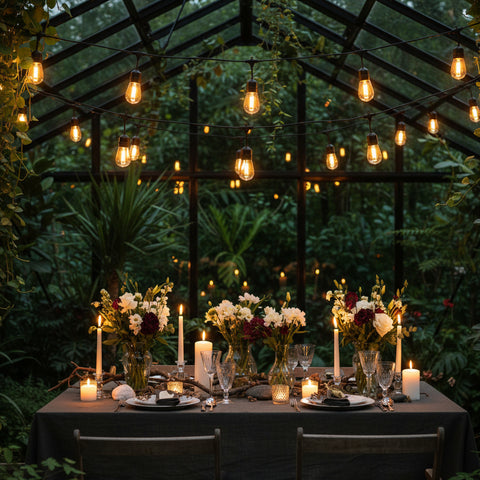 Festoon Lights 48FT Outdoor Waterproof 15 LED Filament Bulbs