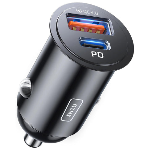 INIU 60W Fast Car Charger USB-C 30W + USB-A 30W Black Adapter