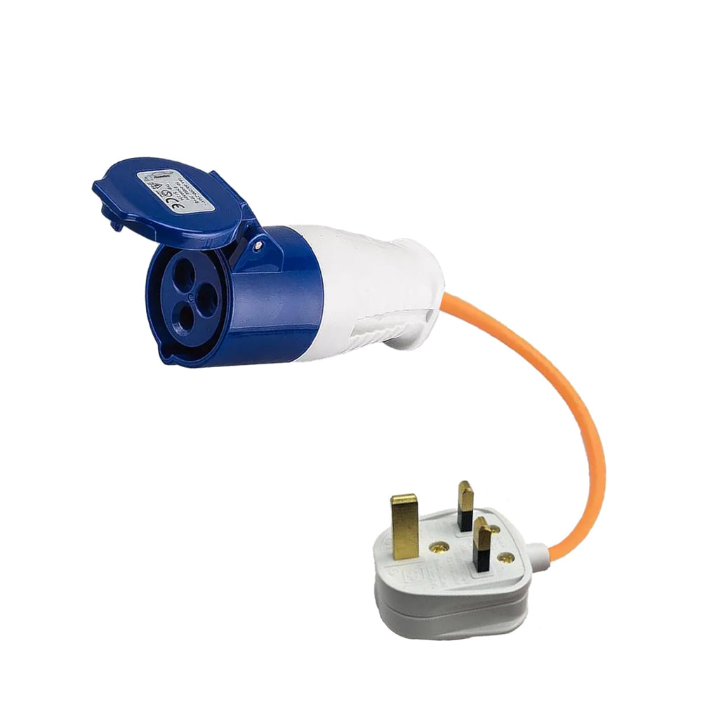 16amp to 13amp Adapter Caravan Hook Up Cable 240V 3 Pin UK Electric Hook Up For Camping, Caravan, Campervan Mains To UK Plugs Orange