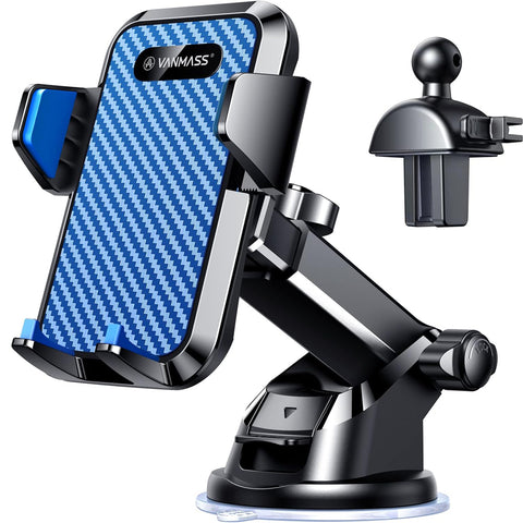 VANMASS 2025 Car Phone Holder Black – Strong Suction & 360° Rotation