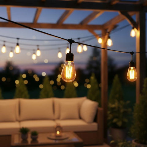 48ft Garden Festoon Lights With 15 LED Bulbs