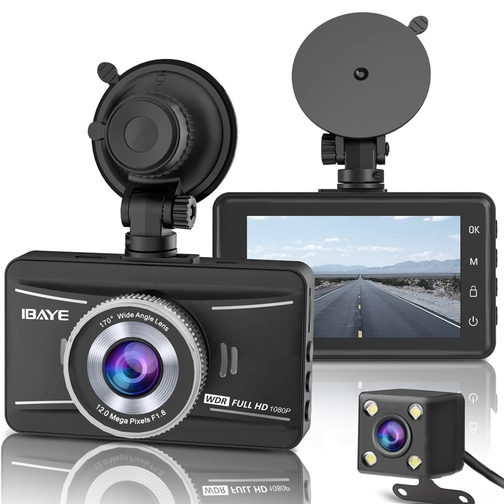 1080P Full HD Dual Dash Cam Front & Rear with Night Vision