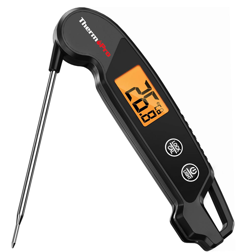 TP603B Black Digital Meat Thermometer for BBQ with Backlit LCD