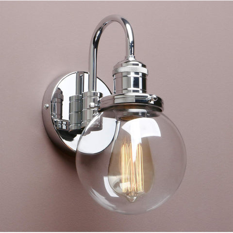 Yosoan Lighting Modern Vintage Industrial Globe Sconce Wall Light Fitting with 5.9” Clear Glass Lampshade, for Office Home Kitchen Living Room Bedroom Loft Bar