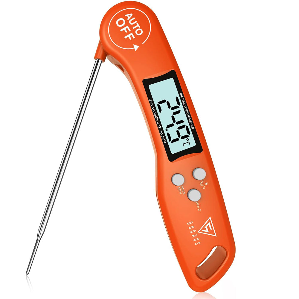 Instant Read Food Thermometer with Backlight LCD – Orange