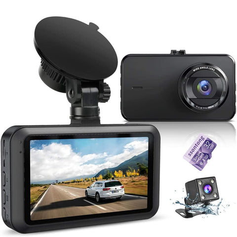 Dash Cam Front & Rear 1080P Dual Camera Car DVR with Night Vision