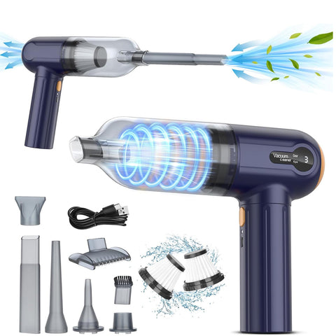 Handheld Car Vacuum Cleaner 15000Pa Powerful Cordless Blue Mini Cleaner