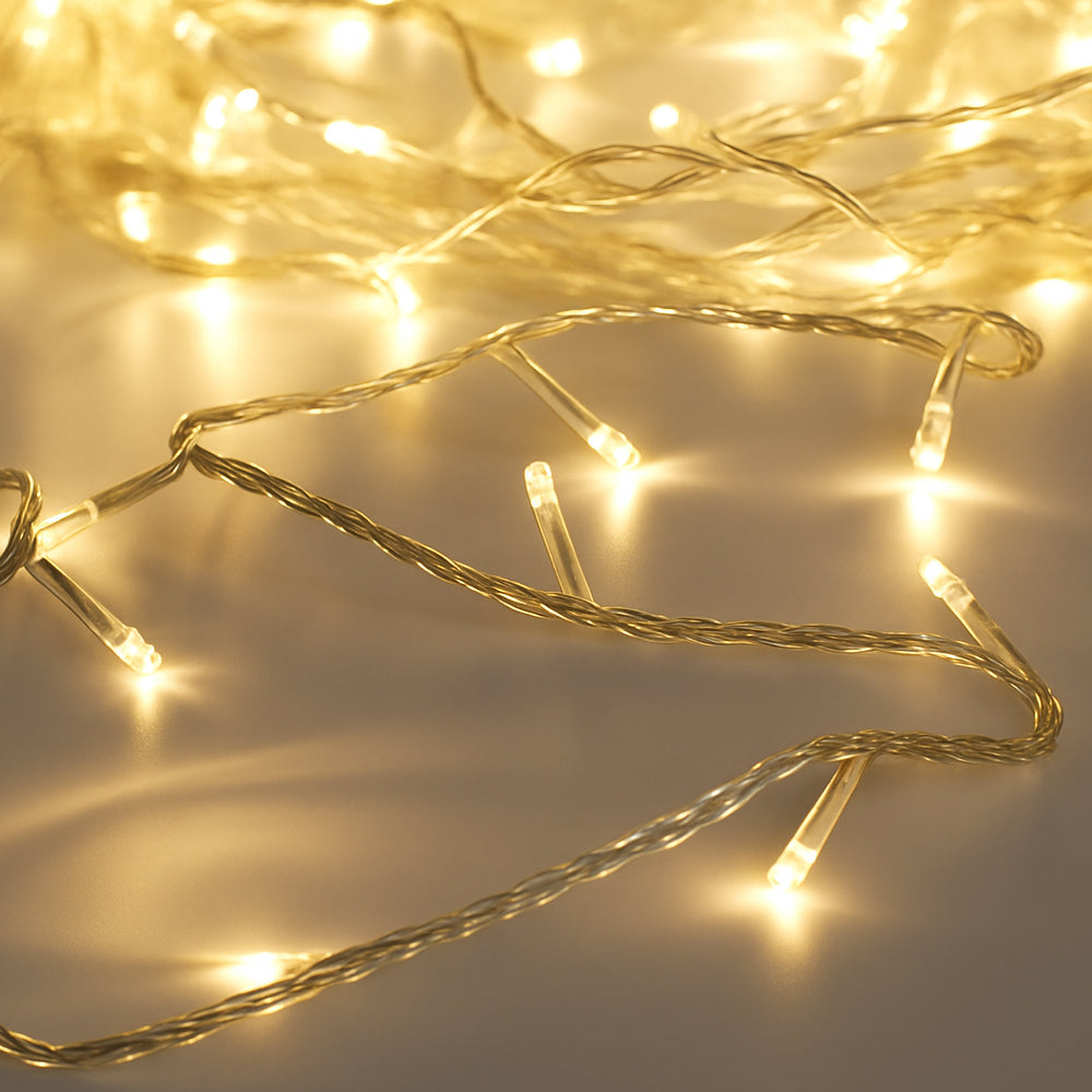 3M Warm White Plug-In LED Fairy String Lights – Clear Cable Indoor Lighting for Bedroom & Home