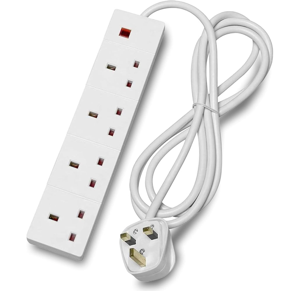 Multi Plug Extension 4 Socket 4m Lead with USB & Neon Indicator