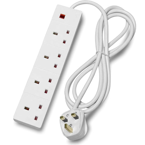 Multi Plug Extension 4 Socket 4m Lead with USB & Neon Indicator