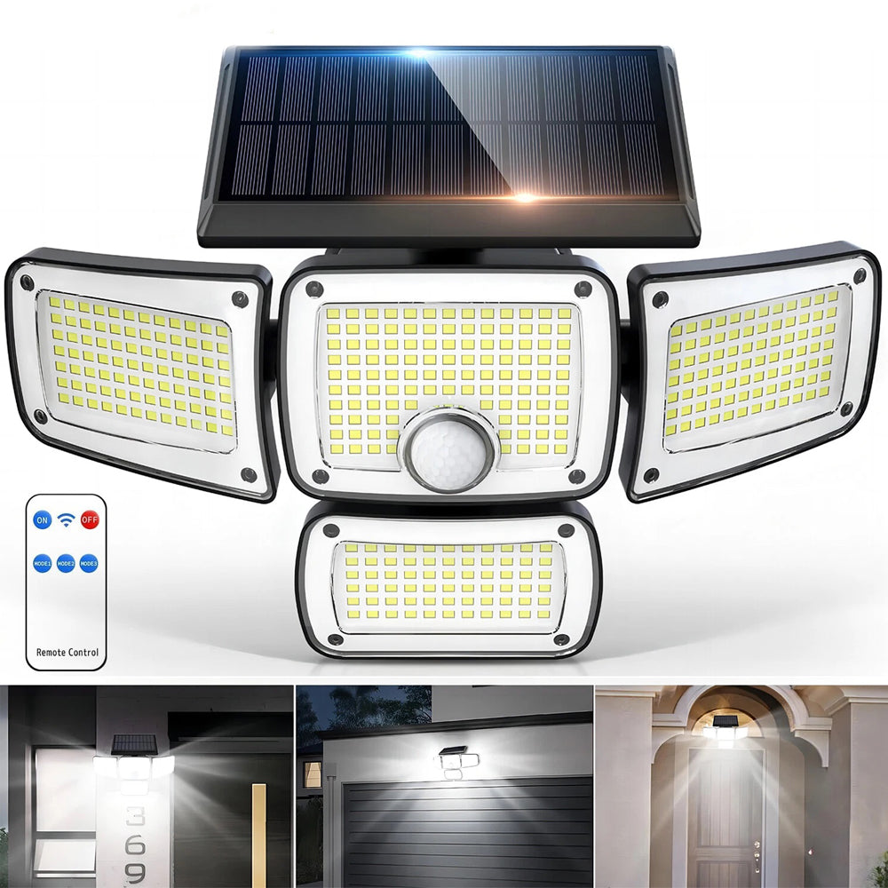 346 LED Solar Motion Sensor Wall Light Outdoor Security Lamp Black