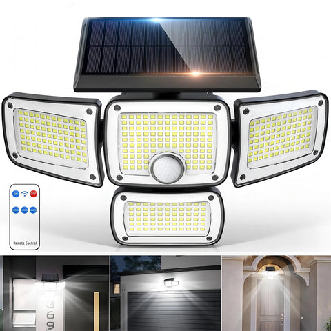 346 LED Solar Motion Sensor Wall Light Outdoor Security Lamp Black