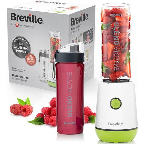 Active Personal Blender & Smoothie Maker – 350W Motor with 2 Portable 600ml Bottles & Leak-Proof Lids – White & Green