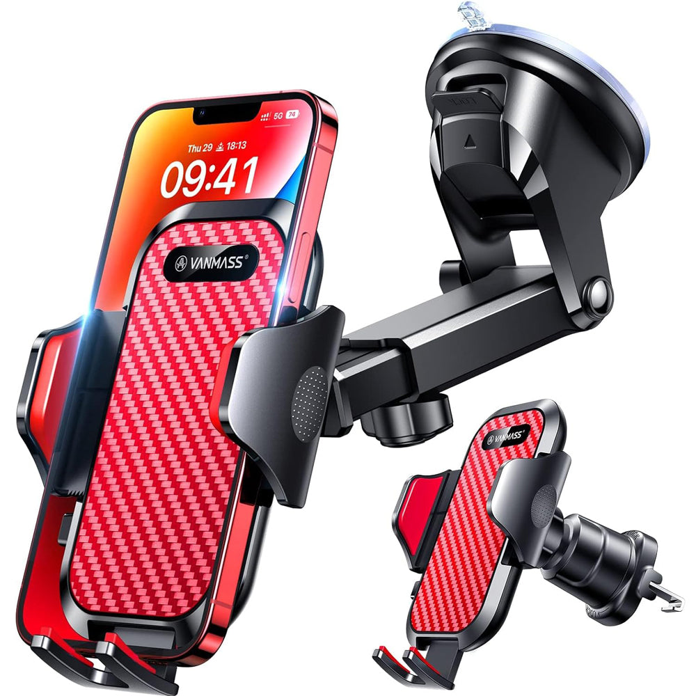 VANMASS Car Phone Holder Red – Universal Dashboard & Windscreen Mount