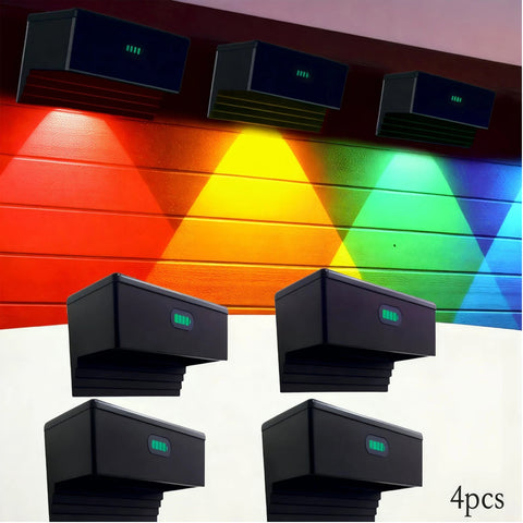Solar Powered Fence Wall Lights Outdoor Garden Decor 8 Modes LED Waterproof