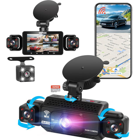 GEMEK 4-Channel 2K Dash Cam 360° View with 5G WiFi & APP Control