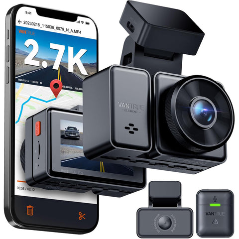 VANTRUE E2 Dual Dash Cam 2.7K Front & Rear 160° Wide Angle Black