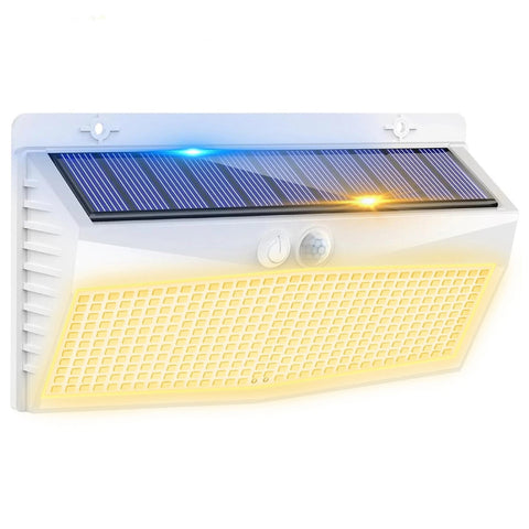 368 LED Solar Motion Sensor Wall Light Outdoor Waterproof Garden Fence Lamp