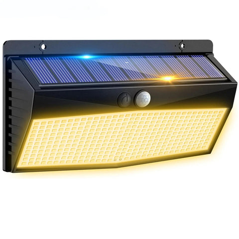 368 LED Solar Power Motion Sensor Wall Light Outdoor Waterproof Lamp – Black