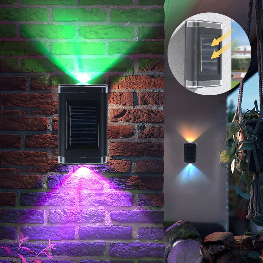 Colourful Solar Powered Black LED Wall Garden Lights 1-8PCS