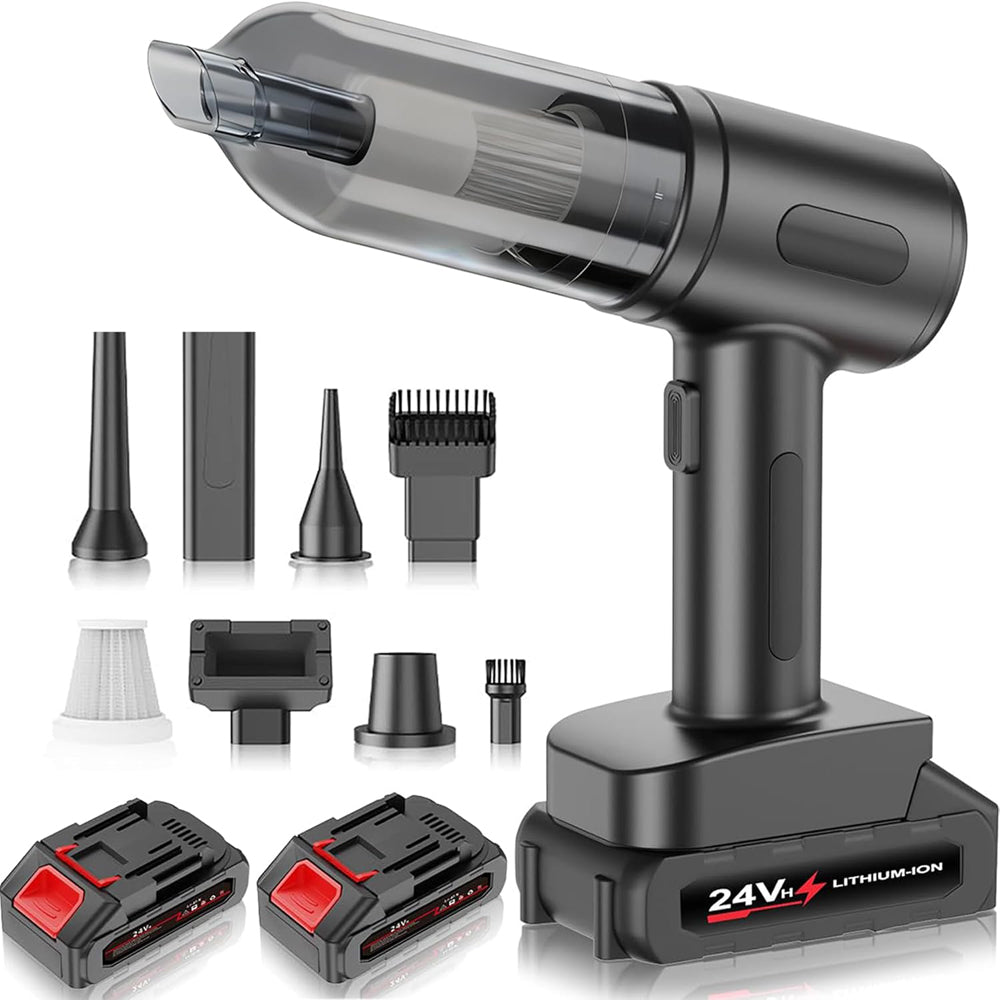 Zunth 30000PA Black Cordless Car Vacuum Cleaner – Dual Battery, Portable