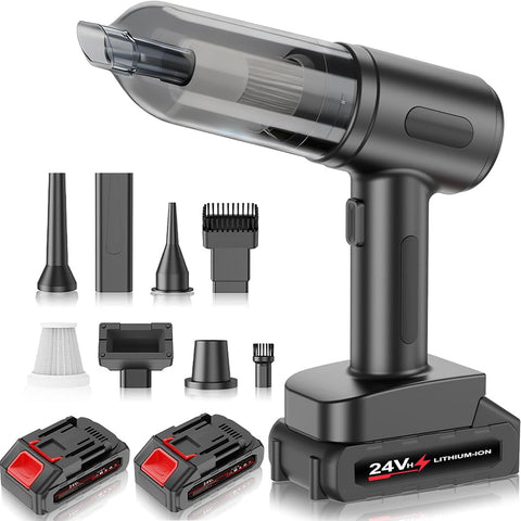 Zunth 30000PA Black Cordless Car Vacuum Cleaner – Dual Battery, Portable