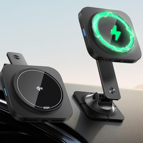 ESR Qi2 15W MagSafe Car Mount Charger Black for iPhone & Galaxy