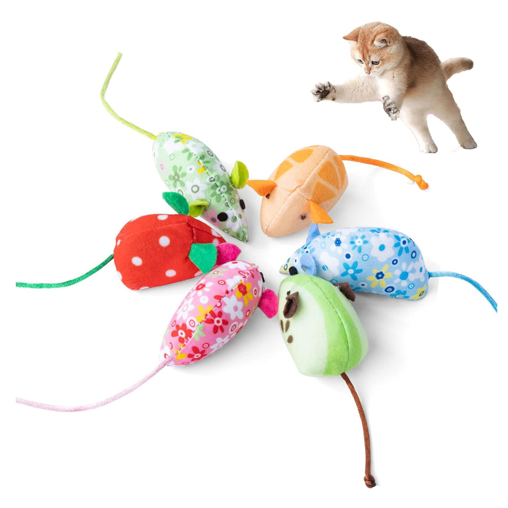 Catnip Mouse Cat Toys for Indoor Cats & Kittens – 6 Pack