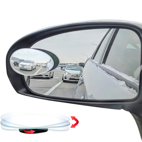 Ampper Oval HD Glass Blind Spot Mirror Pack of 2 – Frameless Adjustable Convex Rear View Mirror for Cars
