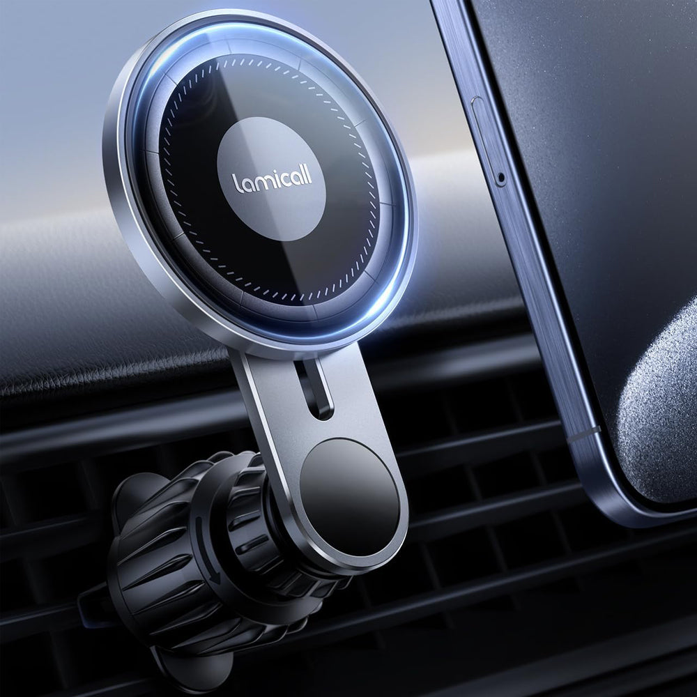 Lamicall MagSafe Car Mount Glass Panel – Metal Magnetic Phone Holder Black