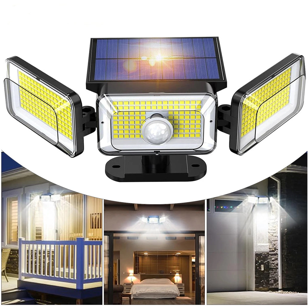 3/4/5-Head Solar Flood Light with Motion Sensor – LED Outdoor Security Wall Lamp for Garden, Yard & Driveway